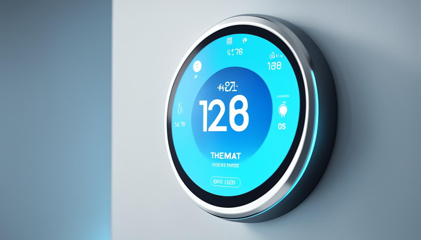 We have created an image of an ultimate guide to smart thermostats that can be controlled through a smartphone app. Show the thermostat in a sleek and modern design, with a digital display showing the current temperature and options to adjust settings. Surround the thermostat with futuristic elements, such as holographic displays or augmented reality projections, to give the impression of cutting-edge technology. Depict scenes of people using the smart thermostat, such as adjusting the temperature from afar or setting schedules for the week. Use bright colors and vivid imagery to convey the convenience and ease of using a smart thermostat, making it an essential part of modern homes in India in 2024.