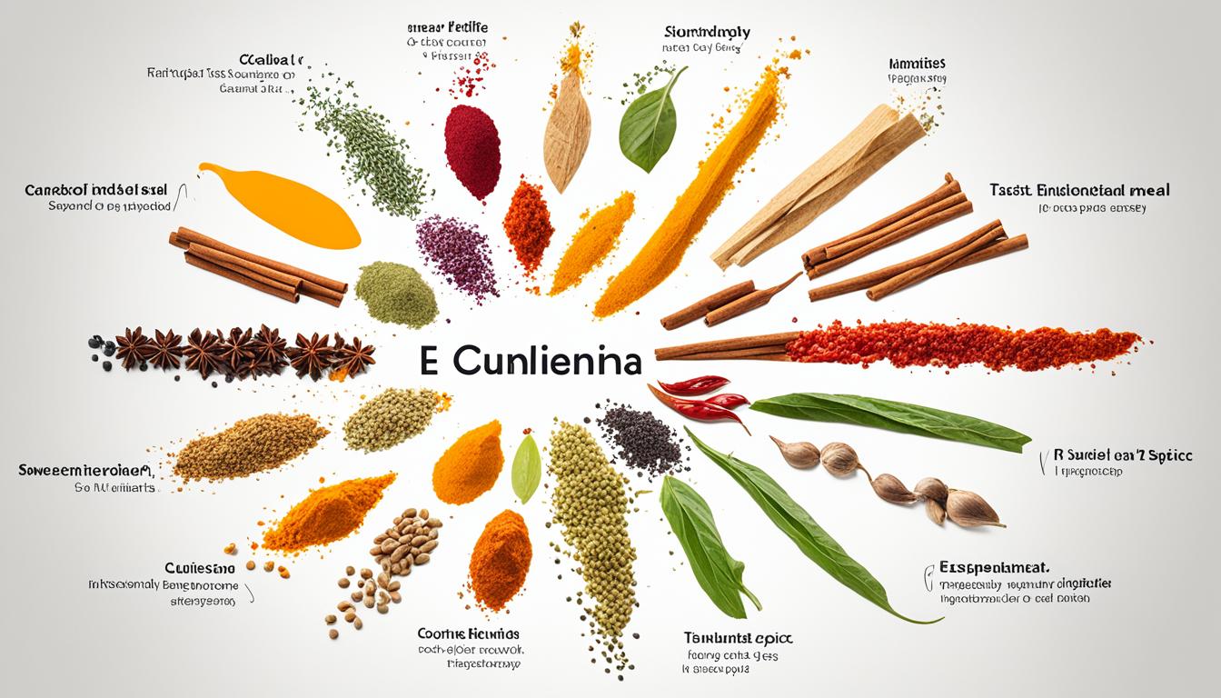 A visual representation of the AI flavor profile analysis for an Indian meal, showcasing the use of ingredients and spices commonly found in Indian cuisine. The image displays a color-coded graph or chart, with each color representing a different taste profile (e.g. sweet, sour, spicy, umami), and the corresponding ingredients and spices listed below. The AI assistant depicted as a subtle element in the background, such as a silhouette or shadow, to emphasize the focus on the flavor profile analysis. The overall tone of the image conveys a sense of sophistication and modernity, while still paying homage to India's rich culinary heritage.